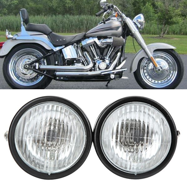 Motorcykel Dobbelt Forlygte Motorcykel Modificeringsdel Tvilling Forlygte Lampe (Uden Beslag)