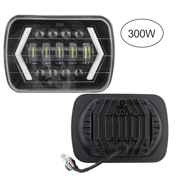 300W 7 tommers LED-bilfrontlys i aluminiumskall, firkantet, passer til Jeep Wrangler