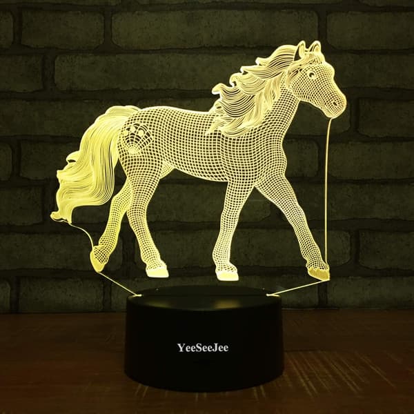 Hest + Dinosaur 3D Natlampe (2 i 1 Pakke)