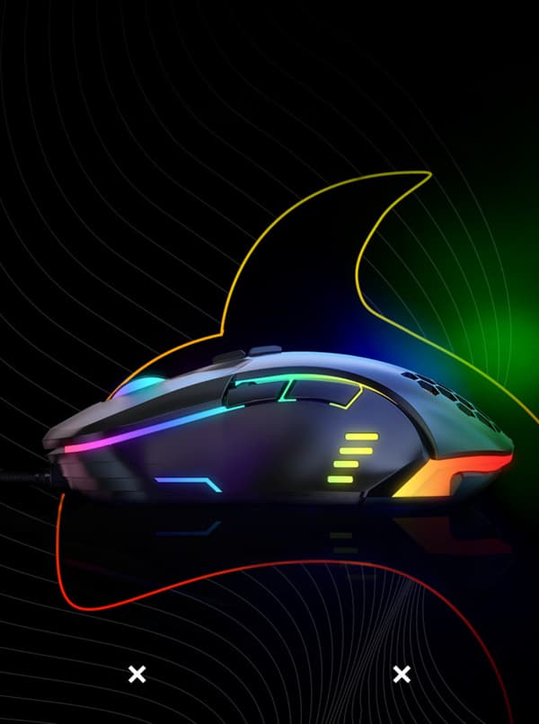 Trådbunden spelmus med RGB-belysning