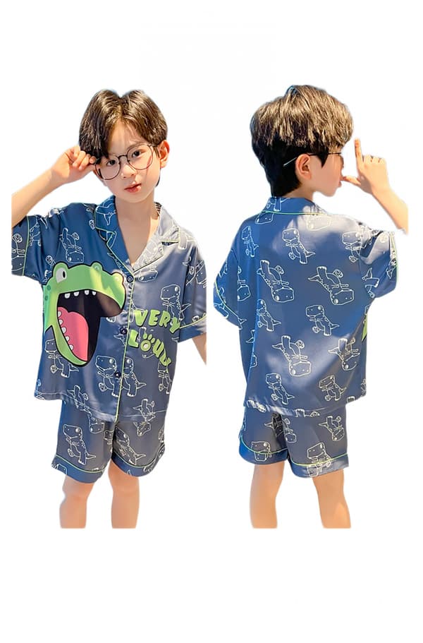 Pojkshorts i 100 % bomull, 2-delat pyjamasset, storlek L
