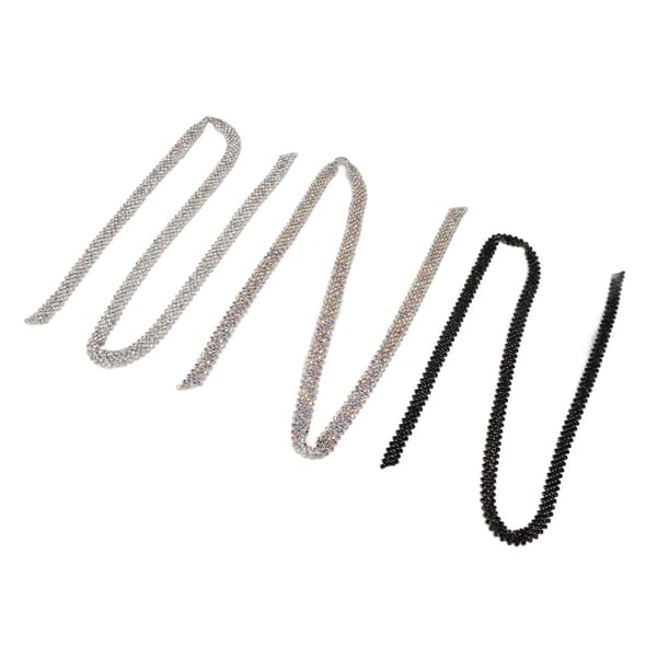 3 meter 5 rader strass trim glittrande gnistrande vacker 3 färger strass kedja applikation för bröllopskläder