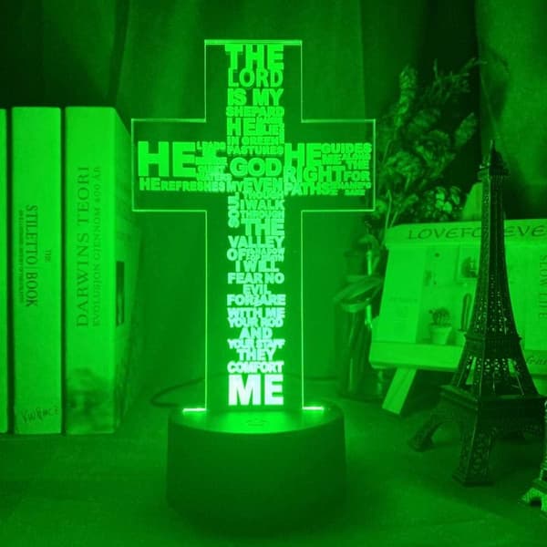 3D Illusjon Nattlys Skrivebordslampe Den Hellige Bibel Salme Dikt