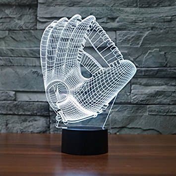 3D Baseballhandsker Visuel Natlampe Akryl 3D LED USB 7 C