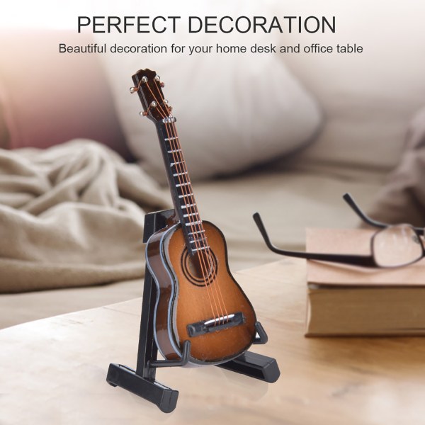 Miniature Klassisk Guitar Model Mini Træ Guitar Desktop Dekoration Ornamenter Coffee