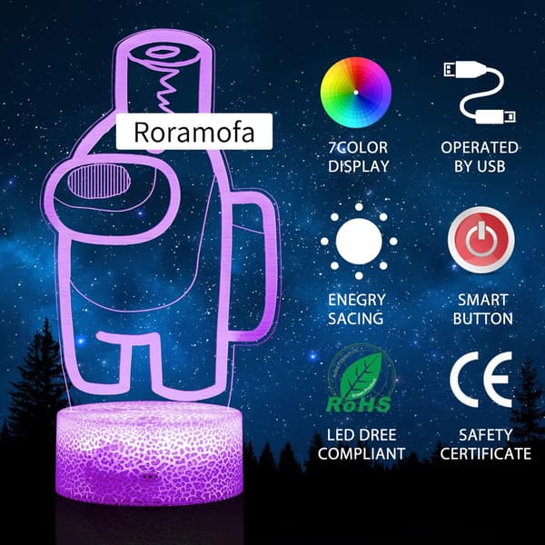 3D Nattlampe, Hologram Effekt Led Illusjon Bordlampe, Rem