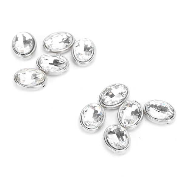 10 st Klor Rhinestone 10x14mm Oval Clawless Kant Osydd Kläder Väskor Skor Hattar Handsydda Tillbehör(Vit )