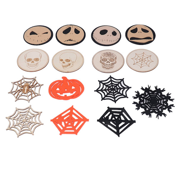 15 stk. Halloween-glasunderlag, udsøgte, tykke, varmeisolerende Halloween-kopunderlag til Halloween-dekoration