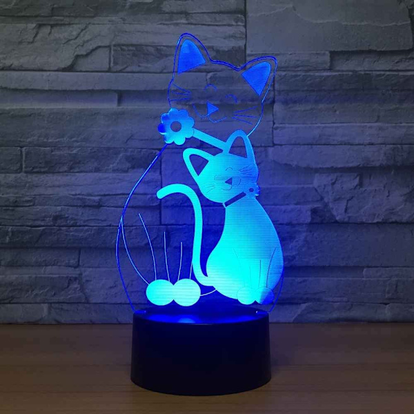 3D Natlampe til Børn, 3D Dyr Kat Illusion Natlampe