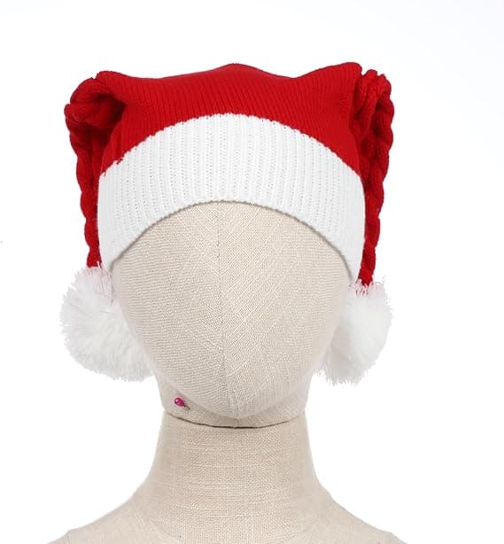 Unisex Strikket Nisselue - Festlig Julehodeplagg for Jule- og Nyttårsfester Whitered