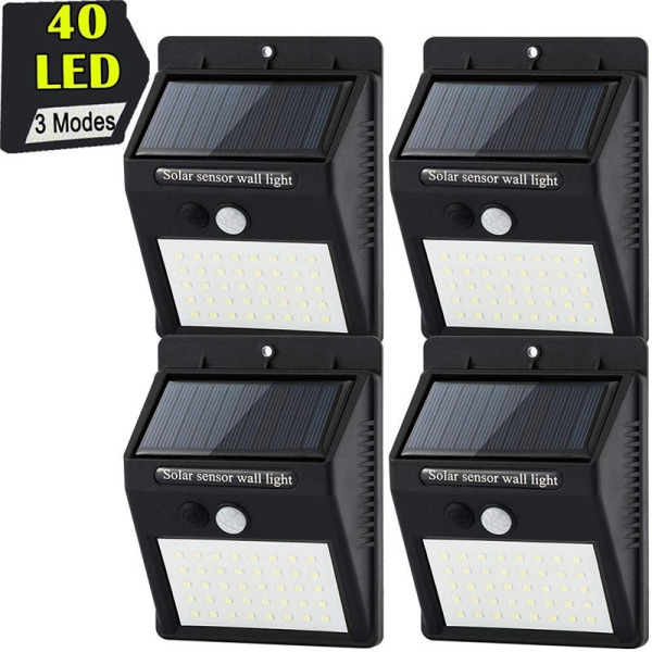 Ulkoinen aurinkovalaisin, [4 LED-pakkaus] LIIKKEENTUNNISTIMELLA, 3 AURINGONPILKKUTILA TURVALLISUUS LANGATON RATKAISU LAKI LAMPU PUUTARHAAN
