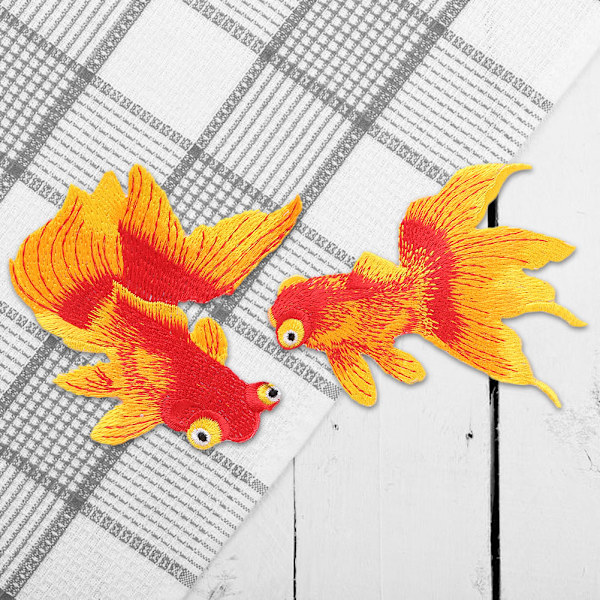 1 par guldfisk tøj broderet patch DIY strygejern syning klistermærke applikation (gul)