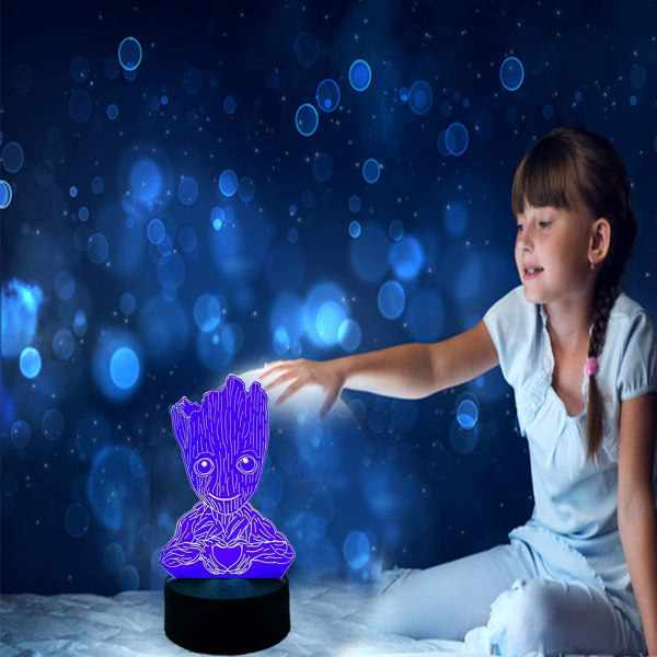 Groot 3D Natlys, Børne 7 Farve Berørings Dekor Bordlampe, Optisk Illusion 7 Farver Skiftende Jul Fødselsdag
