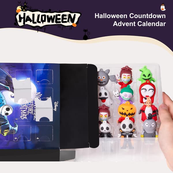 Halloween Julekalender, 24-dages nedtællingsboks med 24 assorterede mini samleobjekt figuriner til julegaver