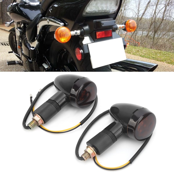 2 stk Universelle Motorcykel Blinklys Gul Lys Høj Synlighed 12V 10mm/0.4in Gevind Sort