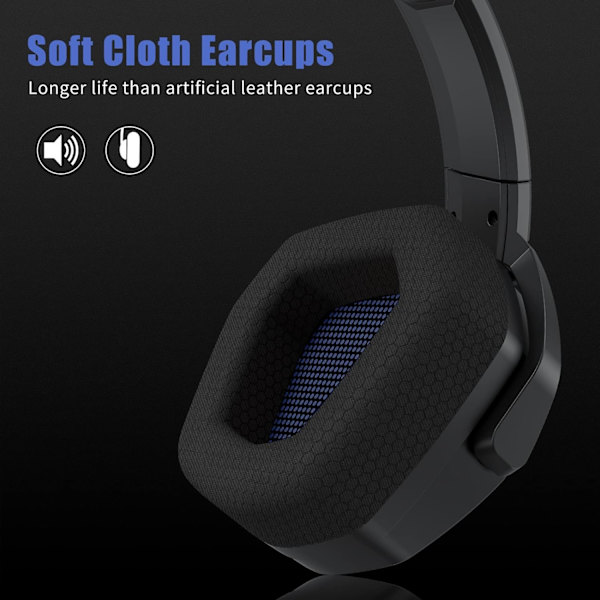 G06 Dubbla trådlösa spelheadset med mikrofon för PS5, PS4, PC, mobil, Switch: 2,4 GHz trådlös + Bluetooth - 100 timmars batteri - 50 mm drivrutiner - Blå Blue