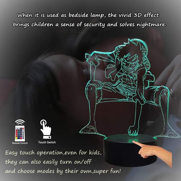 Monkey D. Luffy Lampe Anime Natlampe Kreativ 3D LED Luffy