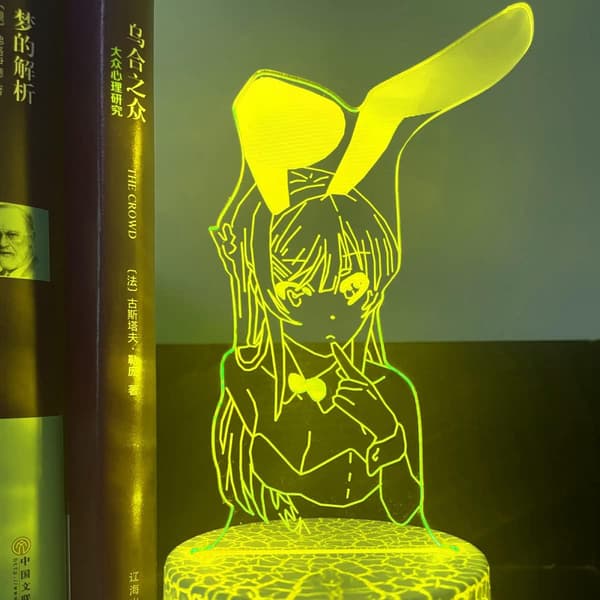 3D Illusjon Anime Lampe for Barn, Fargeskiftende Nattlamper