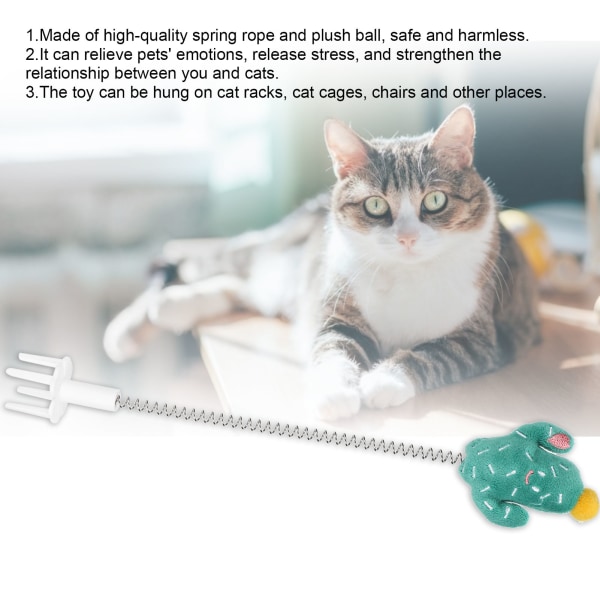 Cat Elastic Spring Legetøj Metal Wire Spring Funny Cat Stick Pet Interactive Teaser ToyCactus Green