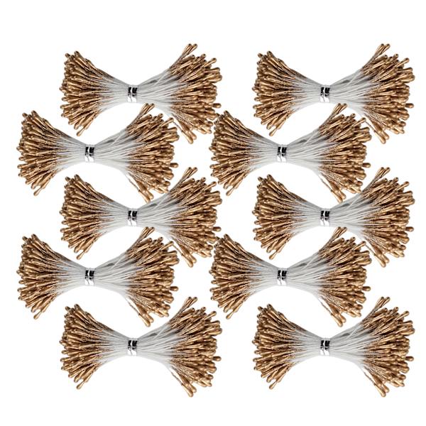Perle Støv Golden Gips Simulation Dobbelt Ende Kunstig Buket Fremstilling Tilbehør(1mm（#3） 1440)