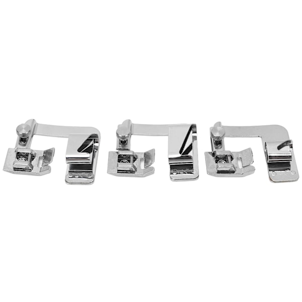 3Pcs Rolled Hem Presser Foot 4/8in 6/8in 8/8in Stainless Steel Easy Installation Rolled Hem Foot Set for Sewing Machine