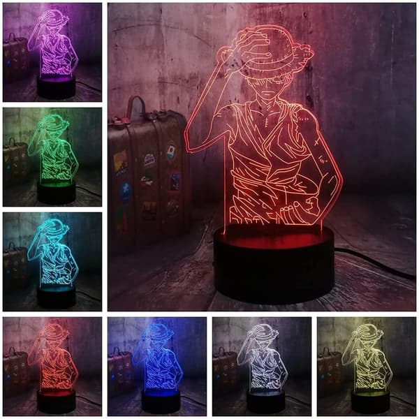 Japan Anime Monkey D. Luffy Roronoa Zoro 3D LED Illusion Natlampe