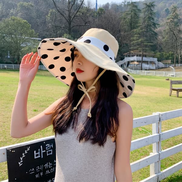 Solhatt med bred brem for kvinner, sammenleggbar disketthatt, vendbar sommerhatt Beige