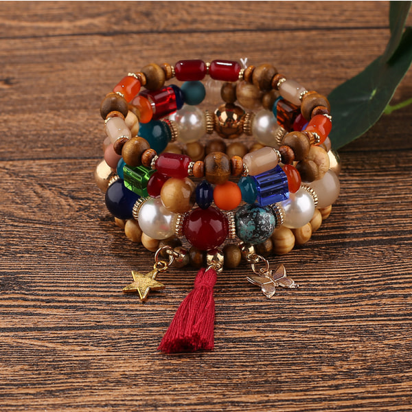 1PCS Bohemian Bead Bracelet, Ladies Multilayer Stackable Bea
