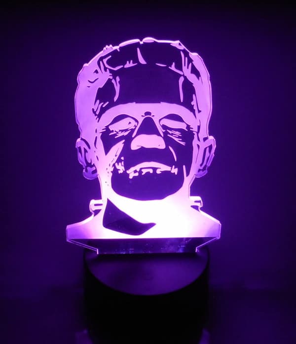 Frankensteins Monster 7\" Høy byste Lasergravert 3D-effekt Akryl LED Skrivebordslampe
