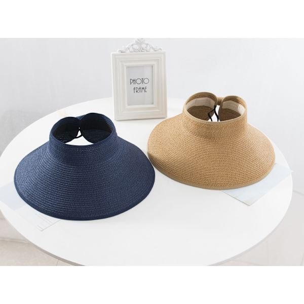 Dam solhatt med bred brätte i halm med UPF 50+ Beige