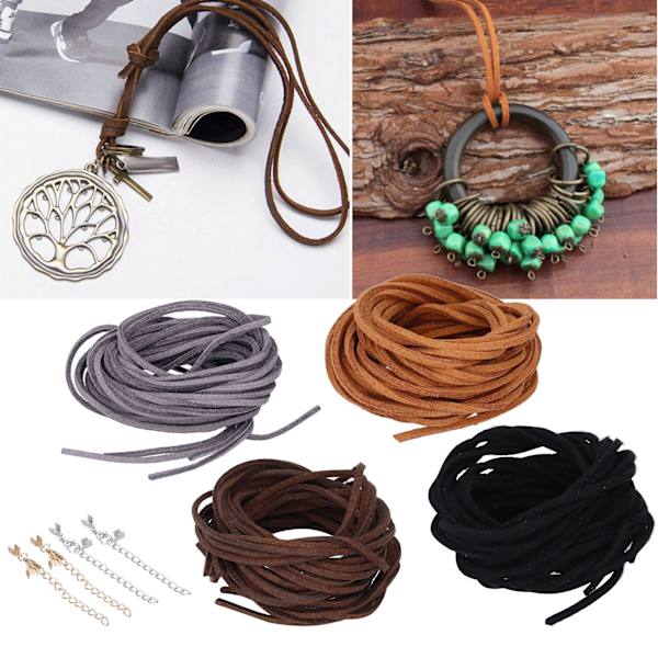 Handgjord flätad rep 3mm 4-färgad nylon konstläder rep för halsband och armband