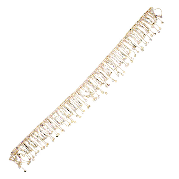 Rhinestone Tassel Chain Fringe Brudapplikation Trim Crystal Kläder Väska Dekoration Golden AB Färgglad