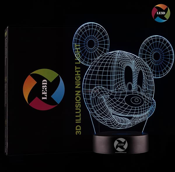 3D Optisk Illusjon Nattlys - 7 LED Fargeskiftende Lampe