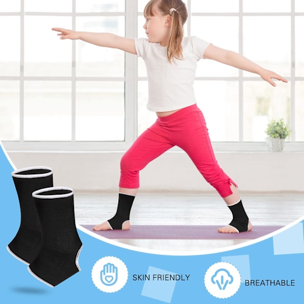 4 stycken/ 2 par barns ankelstöd kompressionsstrumpor för barn elastiska barn kompressionsstrumpor stickade ankelstöd stöd ankelstrumpa för jogging R Black 10-15 Years