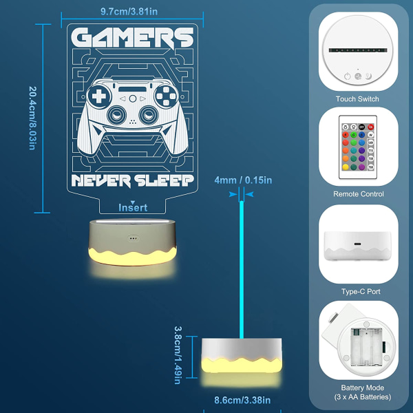 Spil 3D Natlampe, Attivolife Gamepad Illusion Hologram Lampe