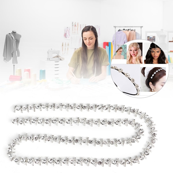1 Yard Krystal Glas Rhinestone Pynt Kæde DIY Tøj Smykker Kostume Applikation Hvid