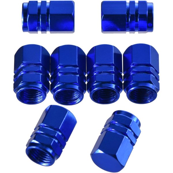 8 stykker dekkstammeventilkapper Hjulventildeksler Støvtett dekkhette, sekskantform (blå)