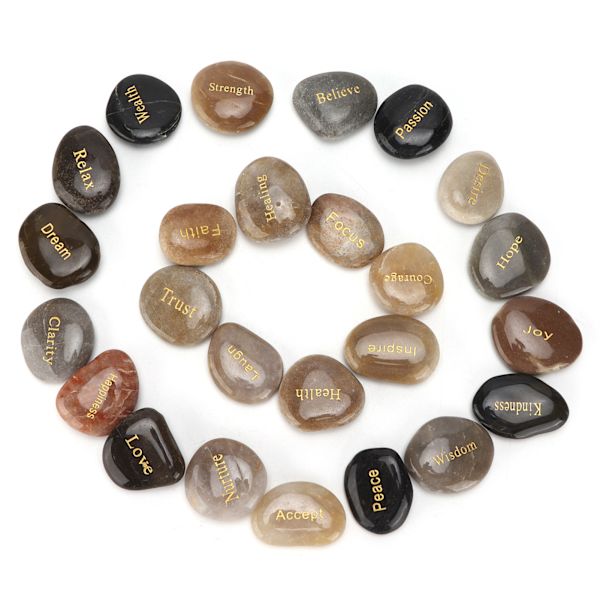 Pebbles Naturlige Polerede Bogstaver Sten Små Dekorative Ornamentale Flodsten til Meditation Spådom