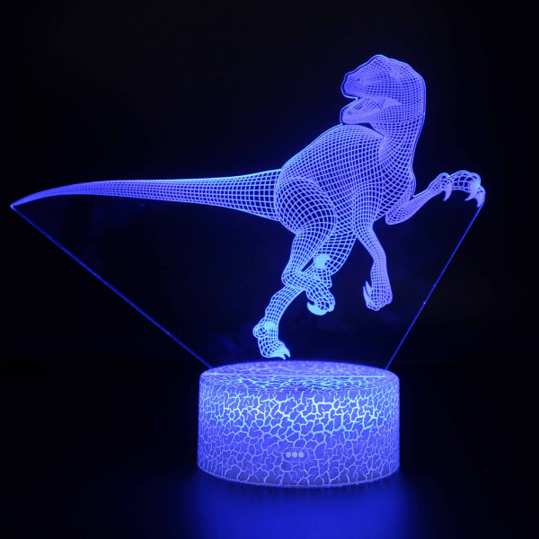 Dinosaur 3D Illusion Lamp, 16 färger som ändras med Remote Co