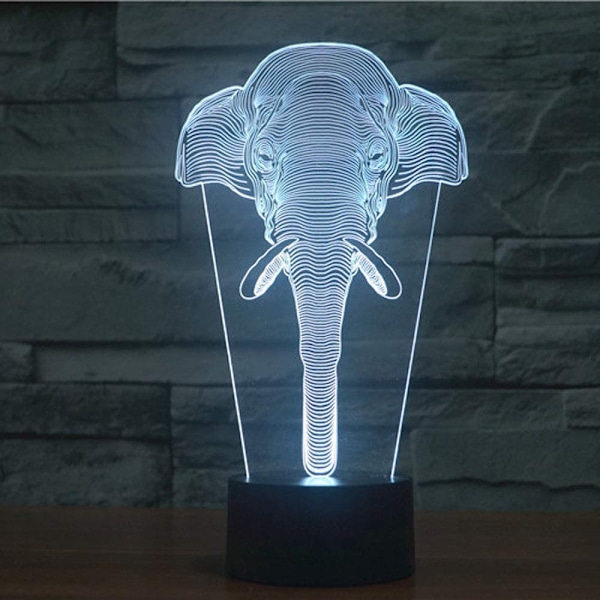 3D LED Vild Varg Optisk Illusion Nattlampa, 7 Färgförändring