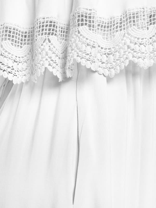 Strapless Cover Ups Off Shoulder Blommiga Sommarklänningar (Vit M)