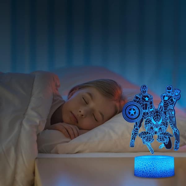 3D Illusjon Avengers Nattlys 16 Fargeendring Dekorlampe