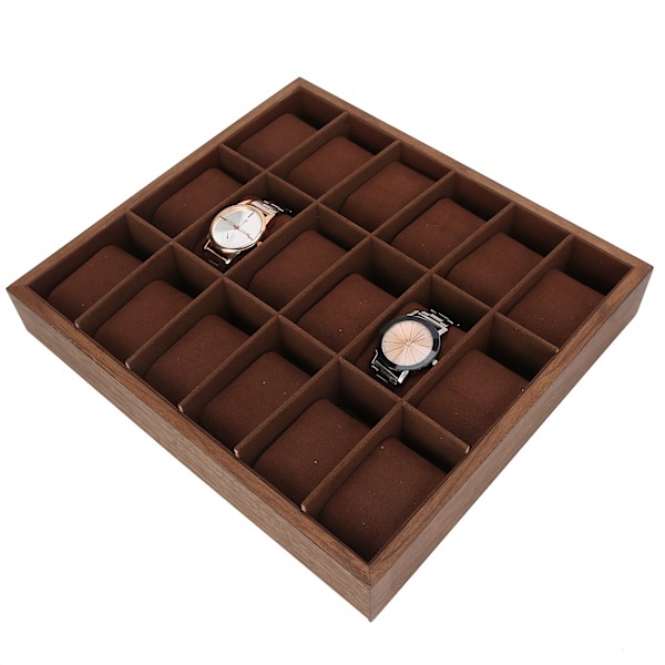 Klockförvaringslåda i trä 18 rutnät Multiposition Display Collection Case med mjuk kudde