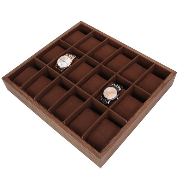 Urkasse i træ med 18 rum Multiposition Display Collection Case med blød pude
