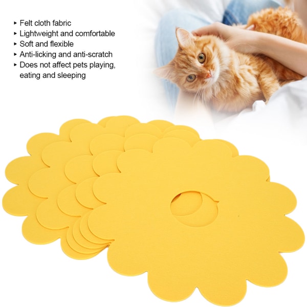 5 kpl Pet Cat Recovery -panta keltainen kukka pehmeä Elizabethan Cone Anti Bite Anti Lick Haavojen paranemissuoja(t)