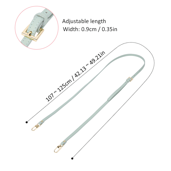 Veskestropp Lær Håndveske Skulder Justerbar Belte Erstatningsdel Veske DIY Tilbehør 107~125cm Topp Grønn