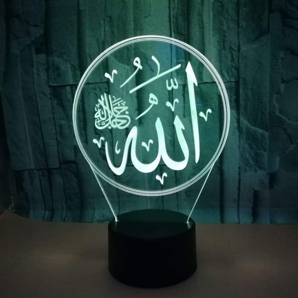 Kreativ 3D Islamsk Nattlampe 16 Farger Endring USB-strøm