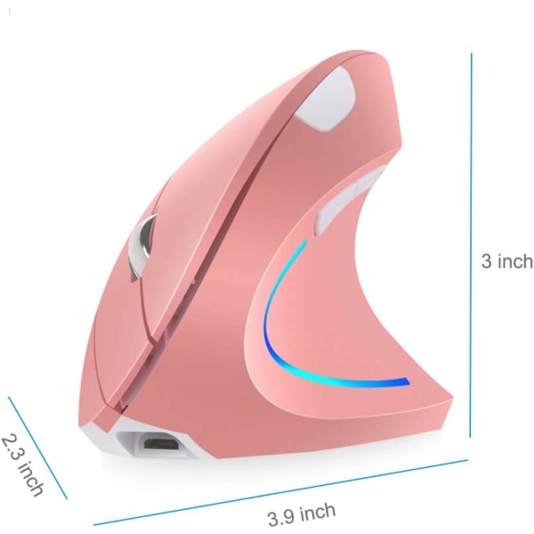 Vertikal mus, högerhänt 2,4 GHz trådlös ergonomisk Recha