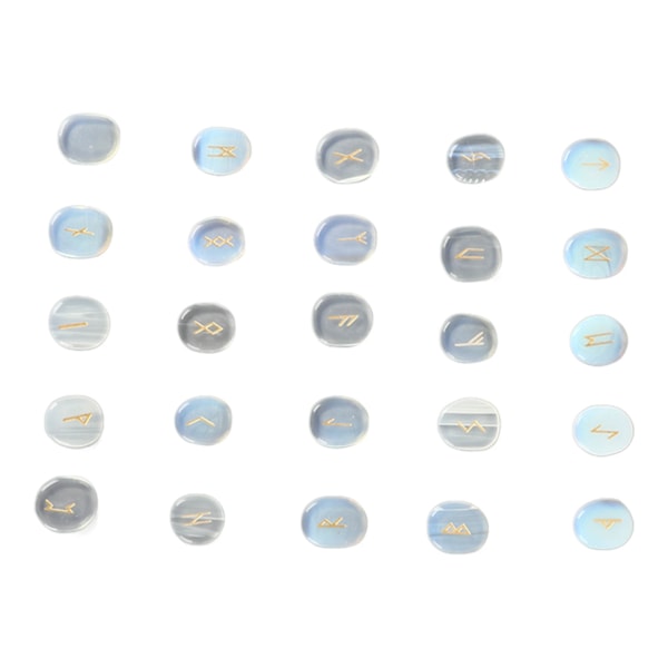 25 st naturliga runstenar set utsökta runor snidning meditationsstenar set för bön spådom läkning opal