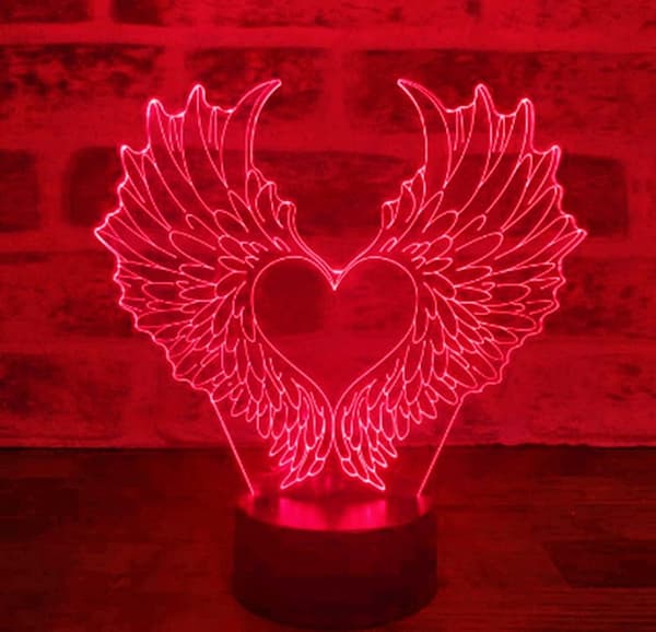 3D Engel Vinge Nattlys Lampe Illusjon 7 Fargeendrende Tou